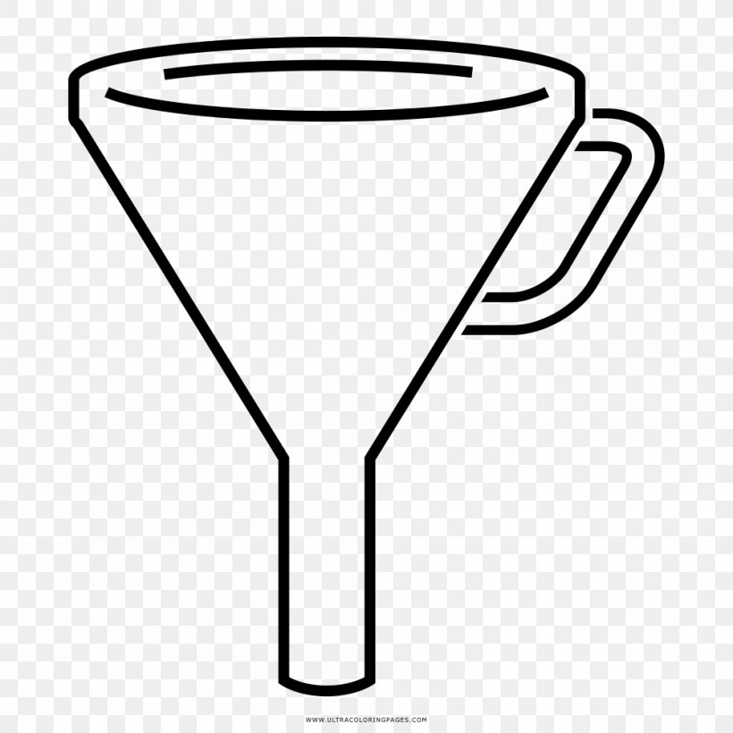 Drawing Coloring Book Funnel Black And White, PNG, 1000x1000px, Drawing, Area, Ausmalbild, Black And White, Champagne Glass Download Free