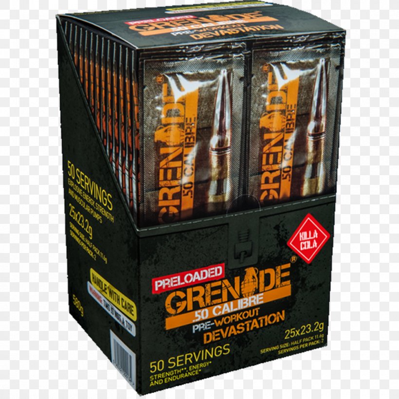 Pre-workout Bodybuilding Supplement Dietary Supplement Grenade .50 Calibre 232 Gr 232 Gr, PNG, 1000x1000px, 50 Bmg, Preworkout, Ammunition, Bodybuilding, Bodybuilding Supplement Download Free
