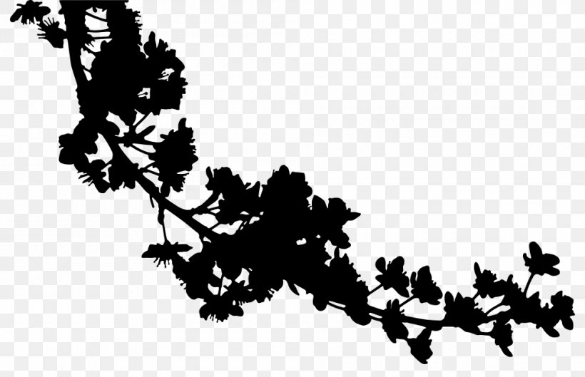 Silhouette Cherry Blossom, PNG, 1000x646px, Silhouette, Black, Black And White, Blossom, Branch Download Free