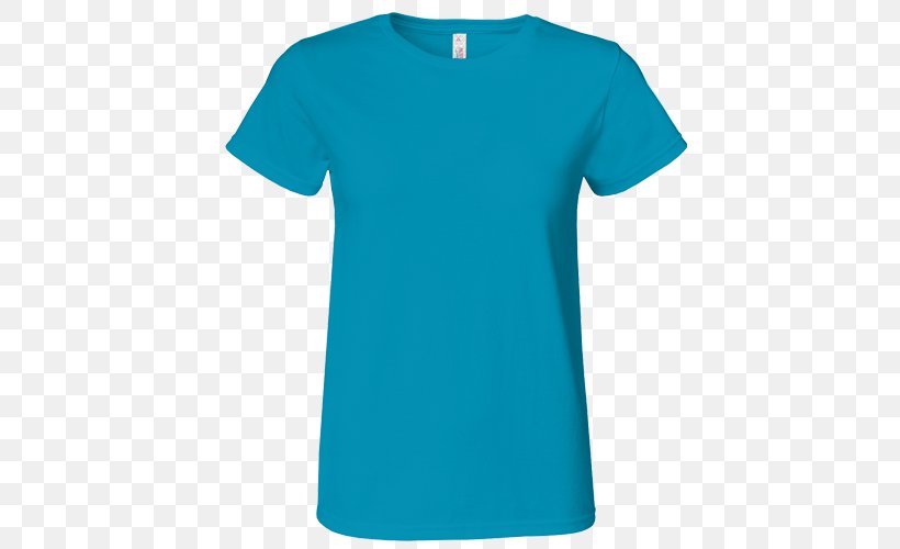 T-shirt Clothing Neckline Gildan Activewear, PNG, 500x500px, Tshirt, Active Shirt, Aqua, Azure, Blue Download Free