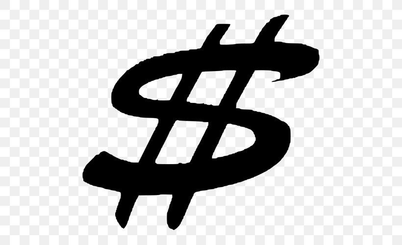 United States Dollar Dollar Sign Money, PNG, 500x500px, United States Dollar, Black And White, Currency, Currency Symbol, Dollar Download Free