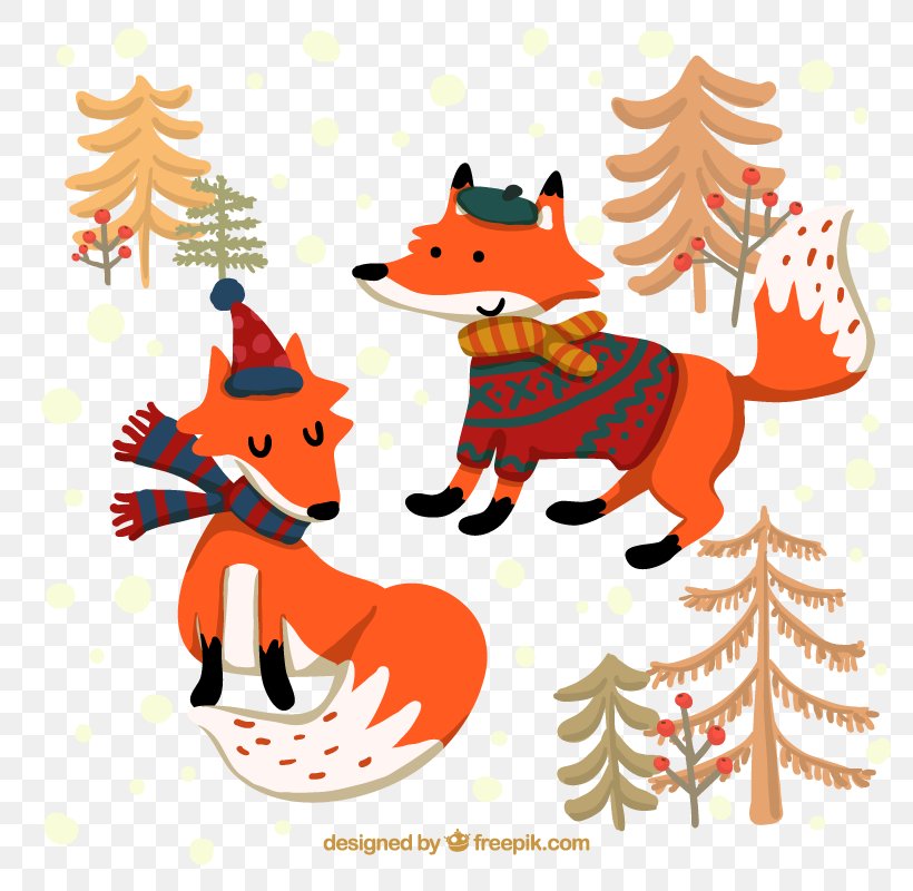 Cartoon Fox Drawing, PNG, 800x800px, Cartoon, Art, Carnivoran, Christmas, Christmas Decoration Download Free