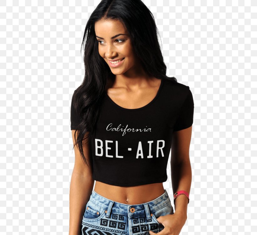 T-shirt Crop Top Clothing Sleeve, PNG, 750x750px, Tshirt, Black, Bustier, Clothing, Crop Top Download Free