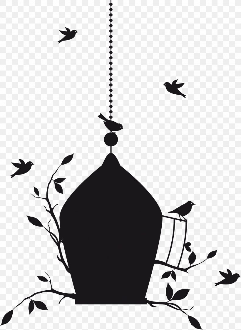 Birdcage Vector Graphics Clip Art, PNG, 2045x2802px, Bird, Birdcage, Black And White, Branch, Cage Download Free