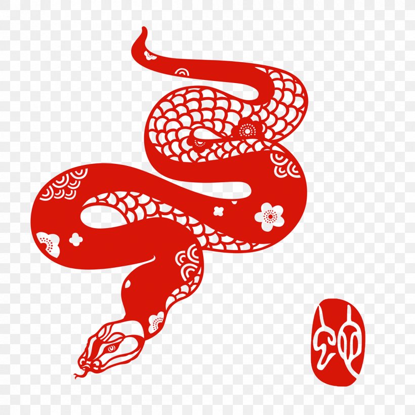 Chinese Zodiac Chinese New Year Papercutting Snake, PNG, 1200x1200px, Watercolor, Cartoon, Flower, Frame, Heart Download Free