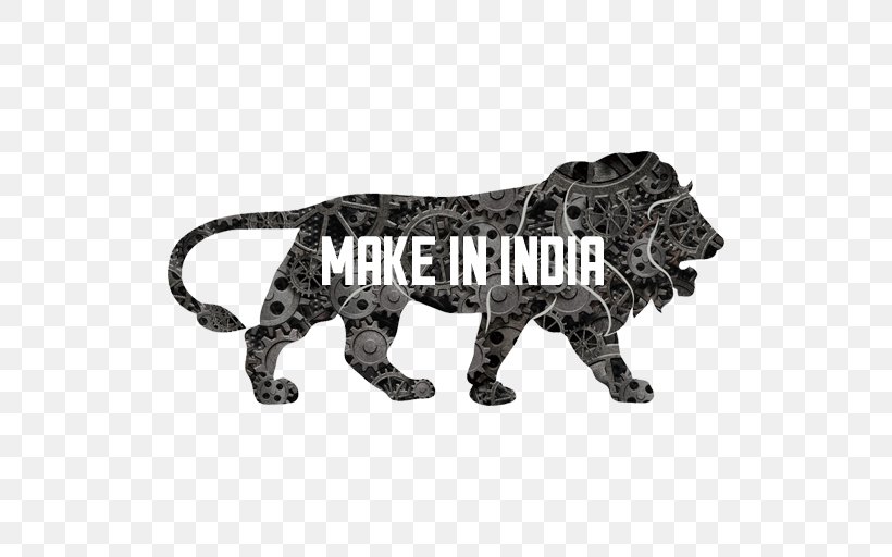 Make In India Government Of India Logo Manufacturing, PNG, 512x512px, India, Animal Figure, Big Cats, Black And White, Brand India Download Free
