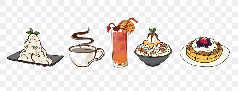 Vector Graphics Food Waffle Ice Cream, PNG, 3336x1280px, Food, Body Jewelry, Cake, Coffee, Drink Download Free