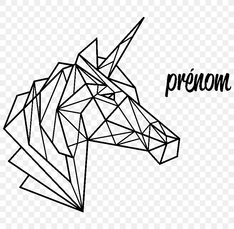 Origami Unicorn Sticker Scrapbooking, PNG, 800x800px, Origami, Area, Black, Black And White, Child Download Free