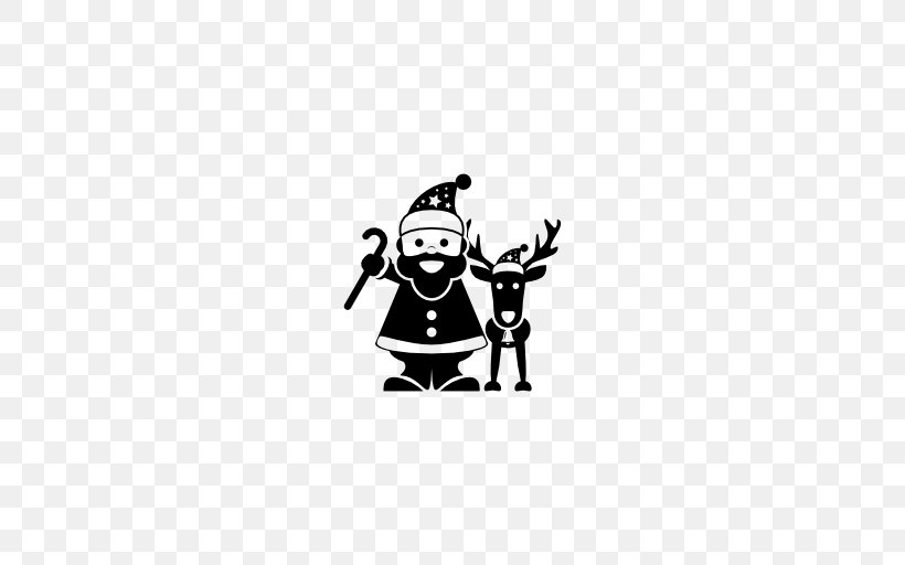 Santa Claus Reindeer Christmas, PNG, 512x512px, Santa Claus, Artwork, Black, Black And White, Cartoon Download Free