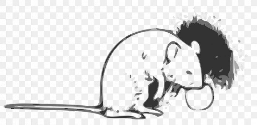 Cat Rat Clip Art Mouse Image, PNG, 2400x1175px, Cat, Animal Figure, Artwork, Black, Black And White Download Free