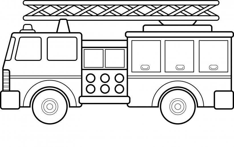 Fire Engine Coloring Book Firefighter Truck Fire Station, PNG, 3029x1911px, Fire Engine, Area, Automotive Design, Black And White, Book Download Free