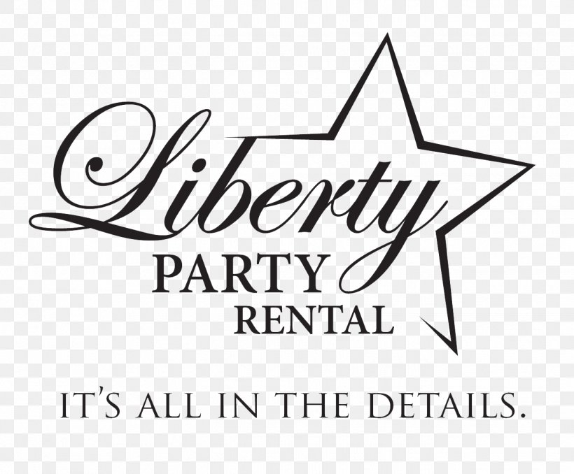 Logo Liberty Party Rental Brand Font, PNG, 1343x1112px, Logo, Area, Black And White, Brand, Calligraphy Download Free