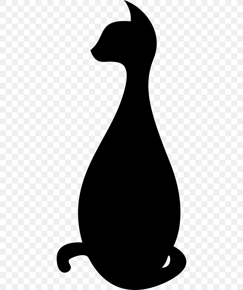Black Cat Silhouette Kitten Clip Art, PNG, 438x980px, Cat, Artwork, Beak, Bird, Black And White Download Free