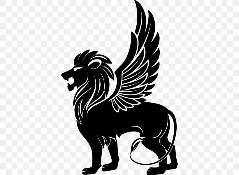 Winged Lion Clip Art, PNG, 600x600px, Lion, Black And White, Carnivoran, Cat Like Mammal, Chicken Download Free
