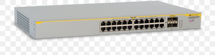 Allied Telesis Network Switch Stackable Switch Small Form-factor Pluggable Transceiver Port, PNG, 1200x312px, Allied Telesis, Computer Network, Electronic Device, Electronics Accessory, Ethernet Download Free