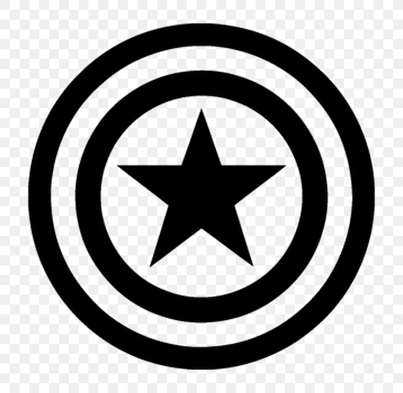 Captain America's Shield Logo S.H.I.E.L.D. Stencil, PNG, 800x800px, Captain America, Area, Black And White, Captain America The First Avenger, Comics Download Free