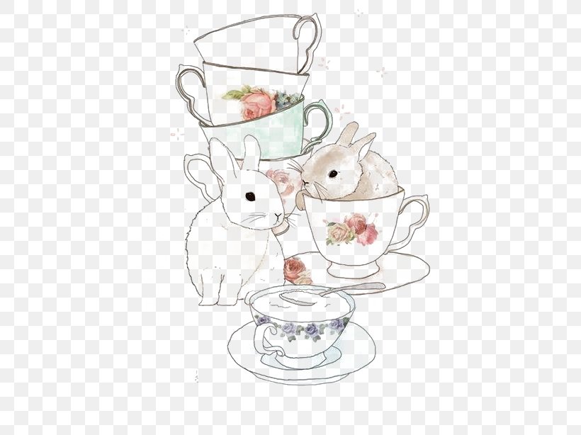 Teacup Coffee Rabbit, PNG, 438x614px, Tea, Cake, Coffee, Coffee Cup, Cup Download Free