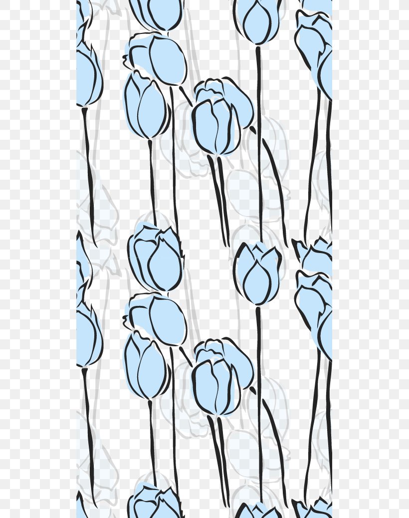 Tulip Blue, PNG, 513x1038px, Tulip, Art, Black And White, Blue, Branch Download Free