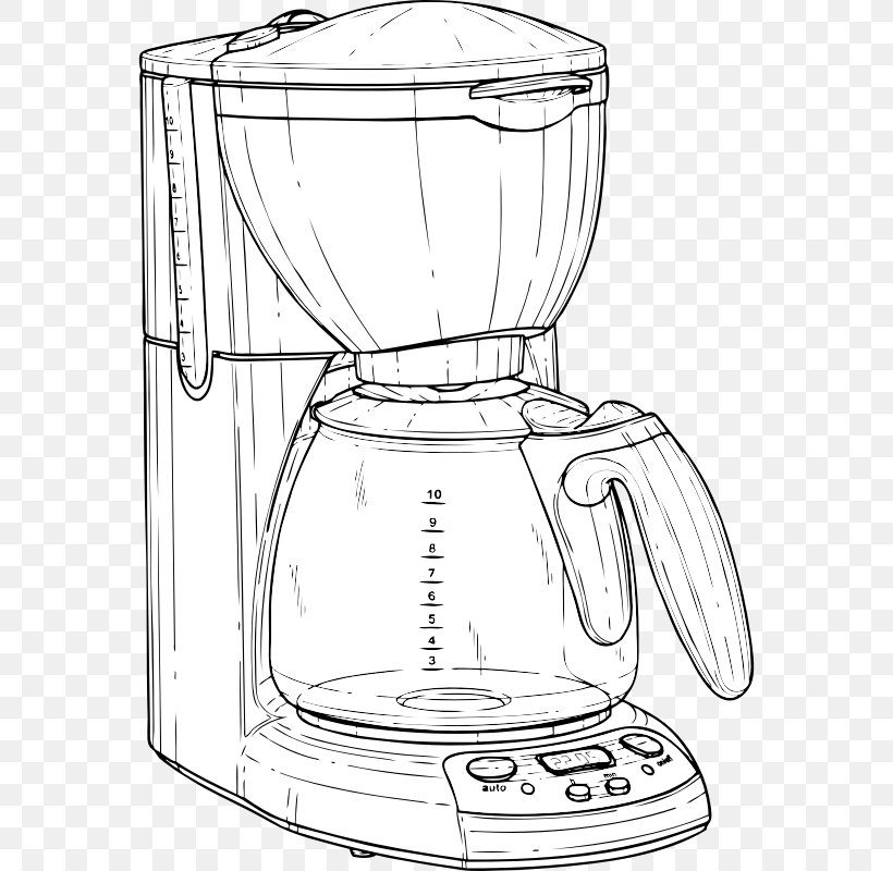 Coffeemaker Cafe Brewed Coffee Drawing, PNG, 566x800px, Coffee, Arabica Coffee, Artwork, Barware, Black And White Download Free