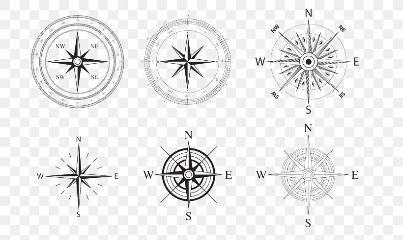 North Compass Rose Euclidean Vector, PNG, 700x490px, North, Black And White, Clock, Compass, Compass Rose Download Free