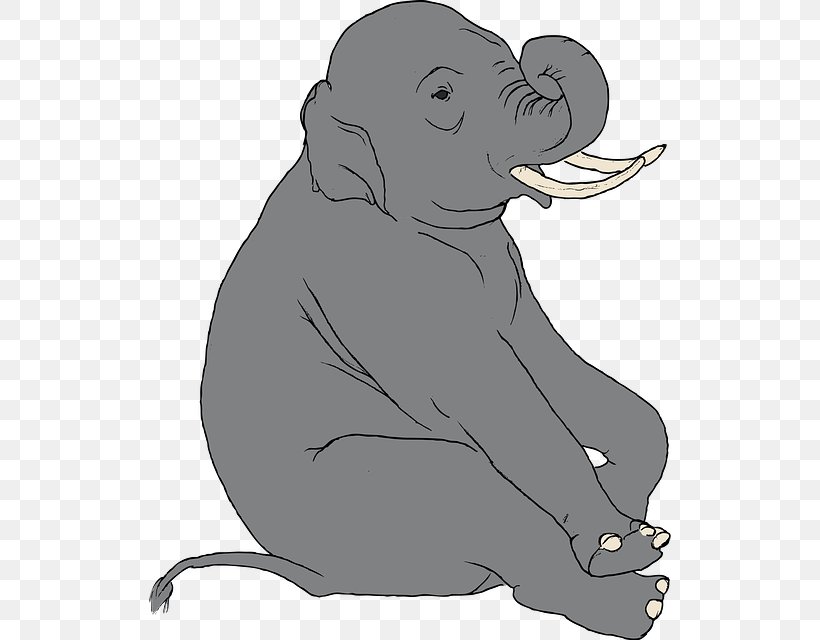 Asian Elephant Elephantidae Clip Art, PNG, 522x640px, Asian Elephant, African Elephant, Black And White, Carnivoran, Dog Like Mammal Download Free