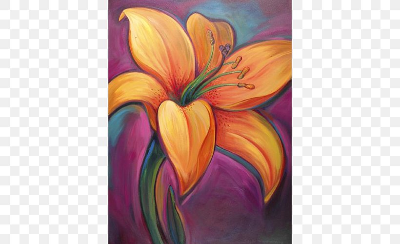 Tiger Lily Painting Drawing Art Canvas, PNG, 500x500px, Tiger Lily, Acrylic Paint, Art, Art Museum, Artwork Download Free