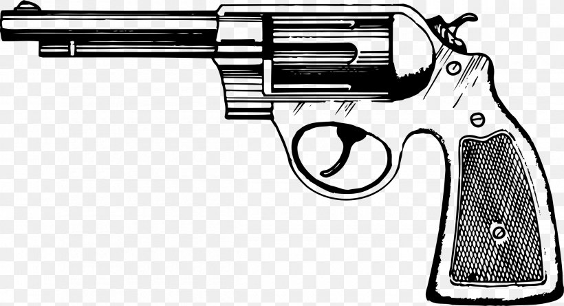Revolver Handgun Pistol Clip Clip Art, PNG, 2400x1303px, Revolver, Air Gun, Black And White, Clip, Colt S Manufacturing Company Download Free