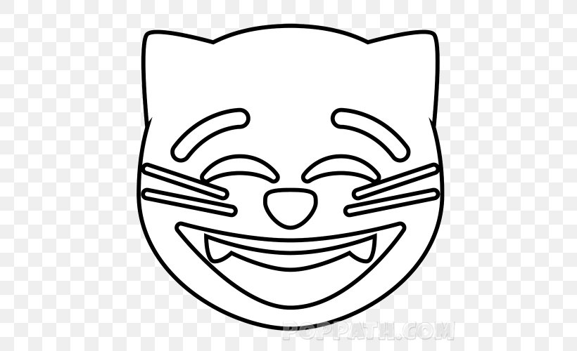 Cat Emoji Smile Drawing Snout, PNG, 500x500px, Cat, Art, Black, Black And White, Cuteness Download Free