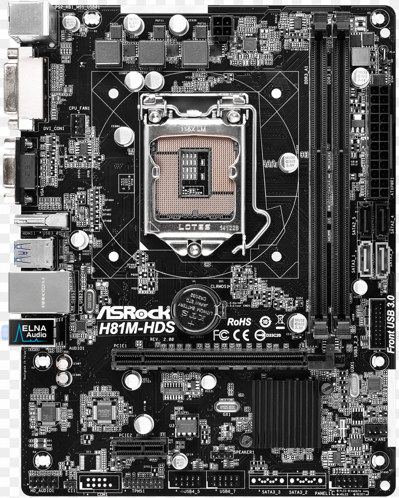 Intel LGA 1150 Motherboard MicroATX ASRock, PNG, 2095x2615px, Intel, Asrock, Asus, Atx, Black And White Download Free