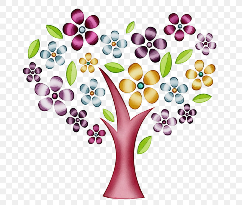 Plant Tree Flower Sticker, PNG, 699x696px, Watercolor, Flower, Paint, Plant, Sticker Download Free