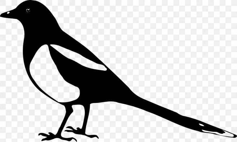 Eurasian Magpie Crows Bird Clip Art, PNG, 999x600px, Eurasian Magpie, Artwork, Beak, Bird, Black And White Download Free