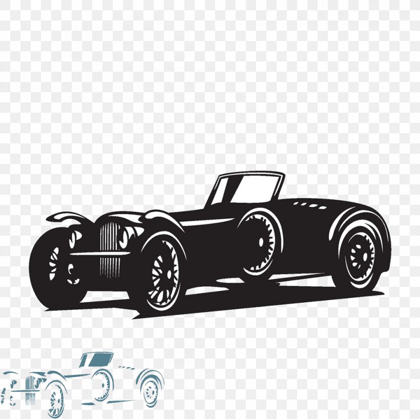 Vintage Car Illustration, PNG, 1000x998px, Car, Automotive Design, Automotive Wheel System, Black And White, Brand Download Free