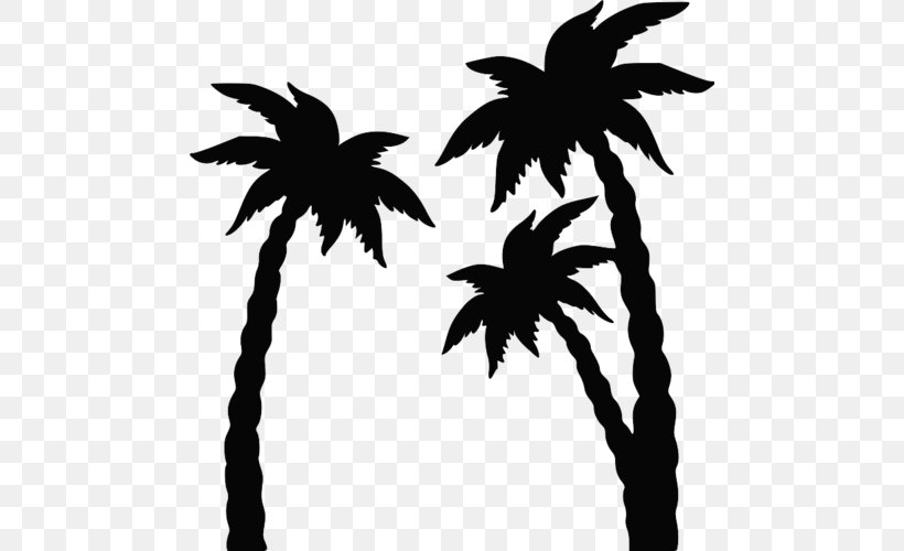 Coconut Arecaceae Silhouette Clip Art, PNG, 500x500px, Coconut, Arecaceae, Arecales, Black And White, Branch Download Free