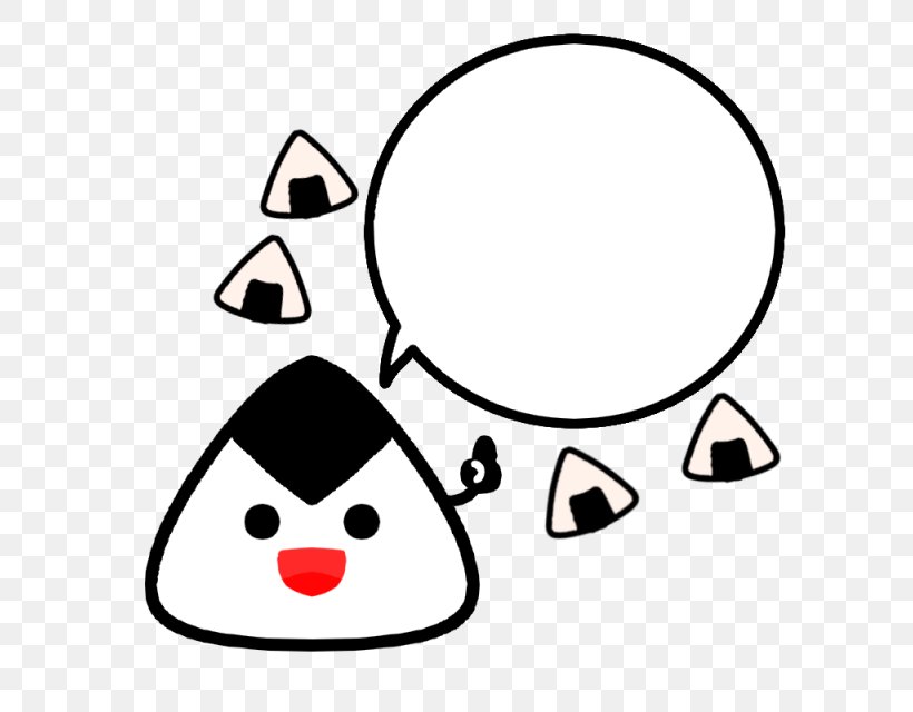 Speech Balloon Onigiri Cartoon Clip Art, PNG, 640x640px, Speech Balloon, Area, Artwork, Beak, Black And White Download Free