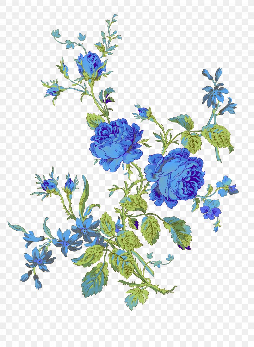 Flower Painting, PNG, 4110x5609px, Flower, Blue, Blue Rose, Branch, Cut Flowers Download Free