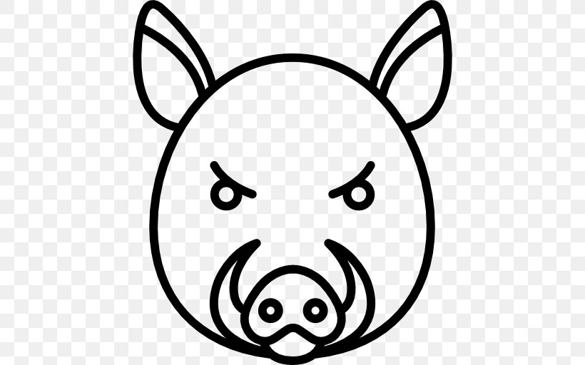 Wild Boar Clip Art, PNG, 512x512px, Wild Boar, Animal, Black, Black And White, Drawing Download Free