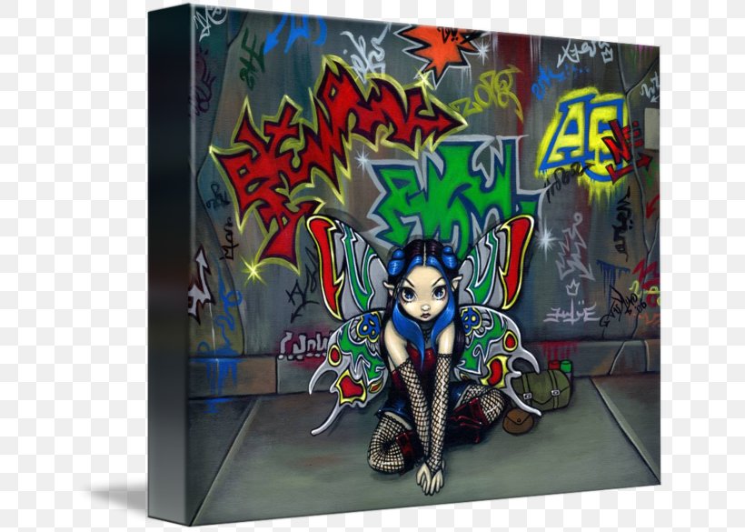 Art Graffiti Fairy Imagekind Wall, PNG, 650x585px, Art, Action Figure, Action Toy Figures, Canvas, Cartoon Download Free