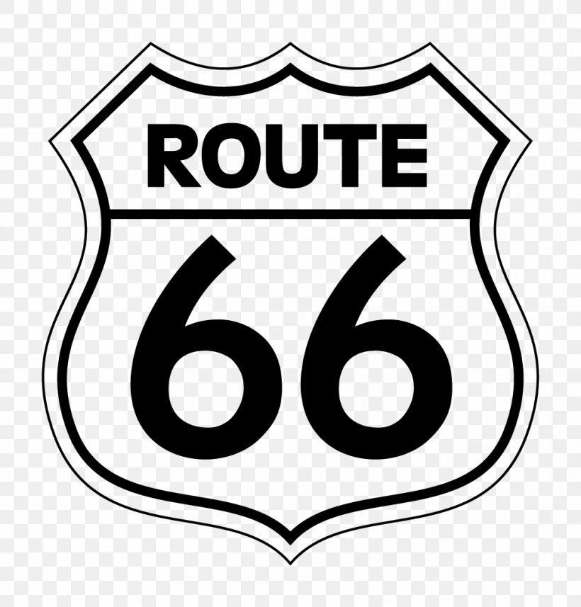 U.S. Route 66 Road Drawing Clip Art, PNG, 1008x1054px, Us Route 66, Area, Black, Black And White, Brand Download Free