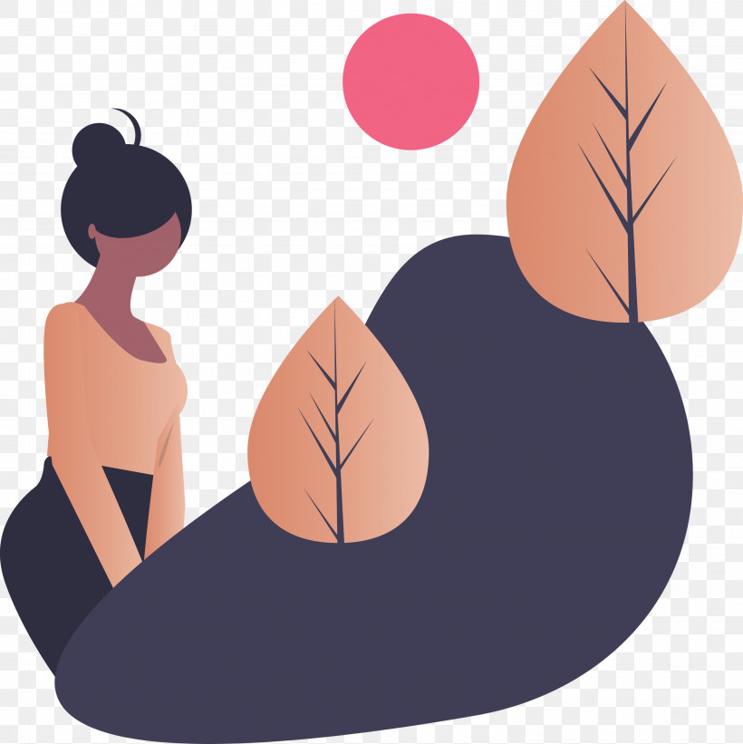 Cartoon Leaf Tree Sitting Plant, PNG, 2995x3000px, Cartoon, Black Hair, Leaf, Plant, Sitting Download Free