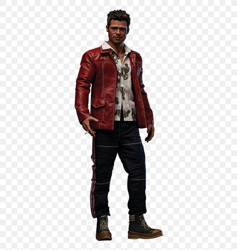 Brad Pitt Tyler Durden Fight Club Leather Jacket Middle Ages, PNG, 373x865px, Brad Pitt, Action Toy Figures, Character, Clothing, Coat Download Free