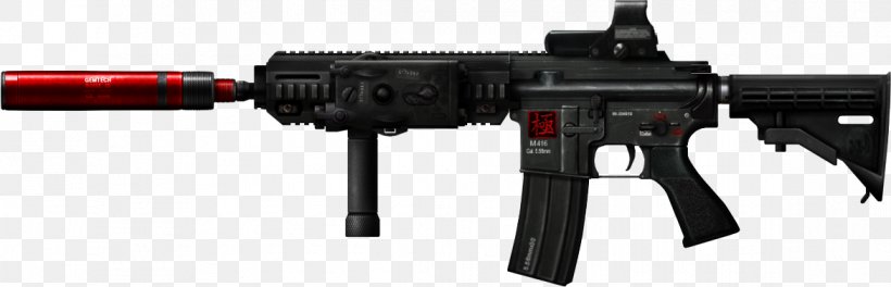 Combat Arms M4 Carbine Weapon Heckler & Koch HK416 Close Quarters Battle Receiver, PNG, 1171x378px, Watercolor, Cartoon, Flower, Frame, Heart Download Free