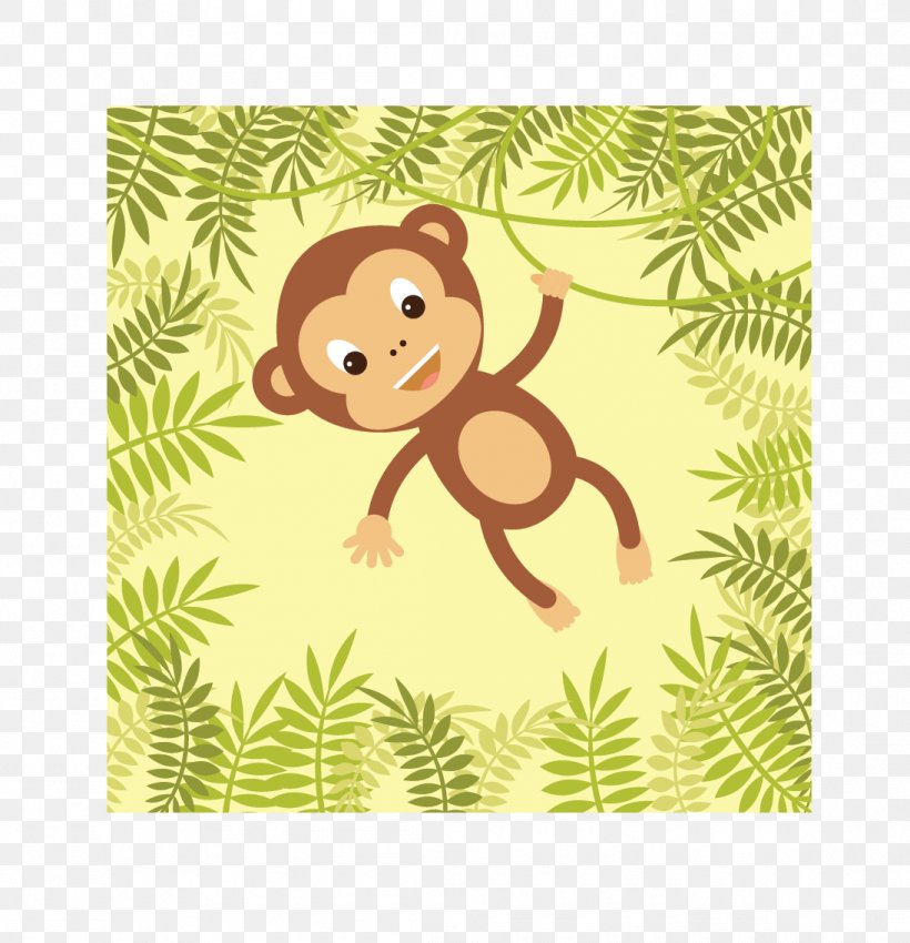 Primate Yellow Monkey Vertebrate, PNG, 1095x1136px, Primate, Animal, Area, Brown, Cartoon Download Free
