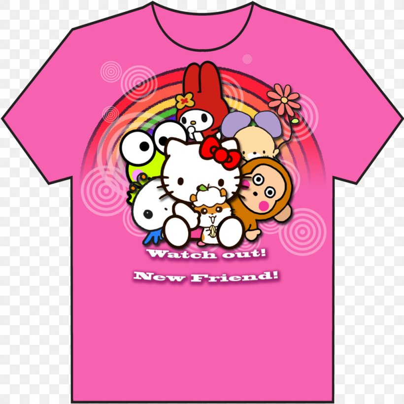 T-shirt Hello Kitty Sleeve Clothing, PNG, 1024x1024px, Watercolor, Cartoon, Flower, Frame, Heart Download Free