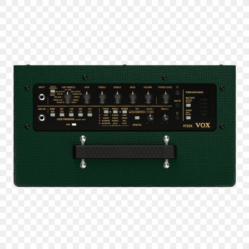 Guitar Amplifier Vox VT20X VOX Amplification Ltd. Vox VT40X British Racing Green, PNG, 1024x1024px, Guitar Amplifier, Amplifier, Amplifier Modeling, British Racing Green, Circuit Component Download Free