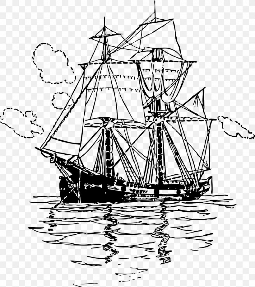 Sailing Ship Clipper Clip Art, PNG, 1138x1280px, Ship, Artwork, Baltimore Clipper, Barque, Black And White Download Free