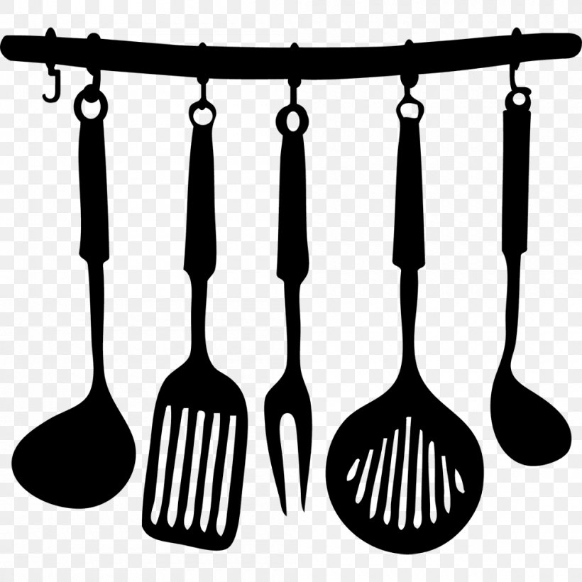 Kitchen Utensil Wall Decal Shelf, PNG, 1000x1000px, Kitchen Utensil, Black And White, Cutlery, Decal, Fork Download Free