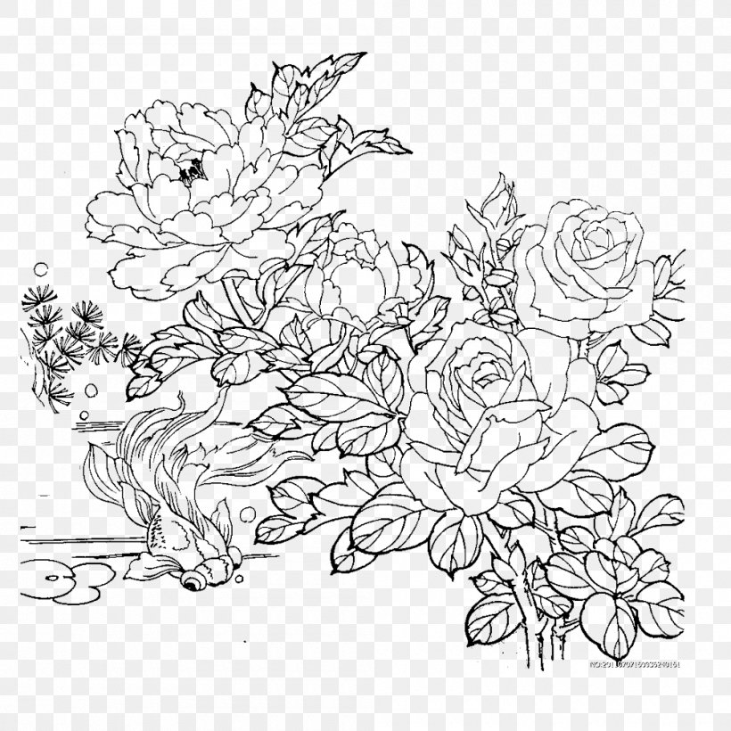 White Floral Design Petal Pattern, PNG, 1000x1000px, White, Area, Black, Black And White, Drawing Download Free