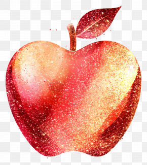 Apple Glitter - Shiny Red Glittery Apple Illustration PNG