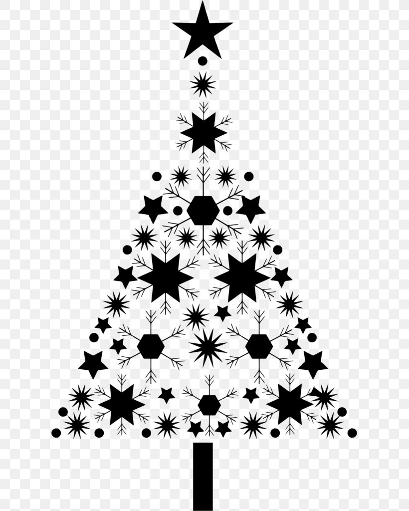 Christmas Tree Snowflake Christmas Day Clip Art, PNG, 613x1024px, Christmas Tree, Blackandwhite, Christmas Day, Christmas Decoration, Christmas Eve Download Free