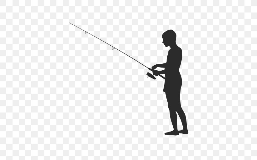 Fishing Rods Silhouette Fisherman Fish Hook, PNG, 512x512px, Fishing Rods, Arm, Biggame Fishing, Black, Black And White Download Free